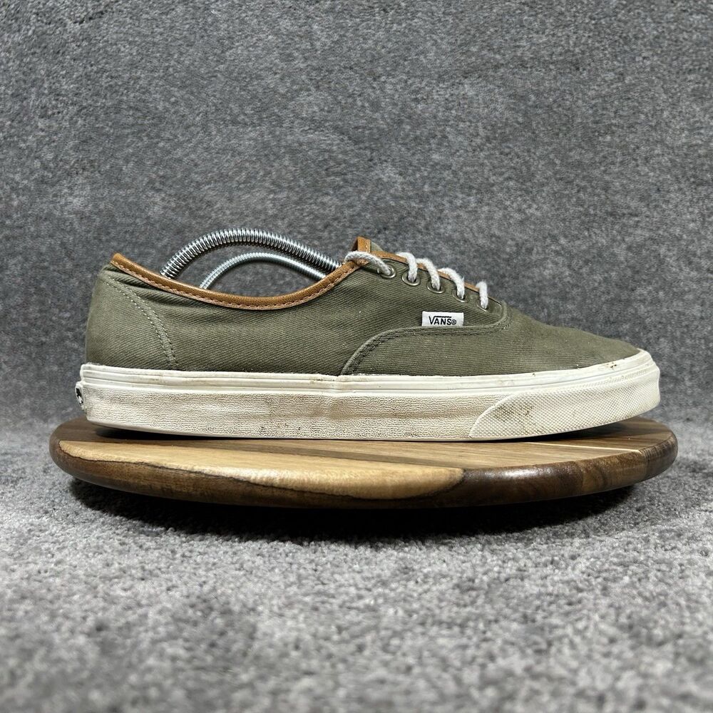 Vans Authentic Mens Size 12 Leaf Green Canvas Athletic Skate Shoes Used